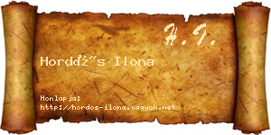 Hordós Ilona névjegykártya